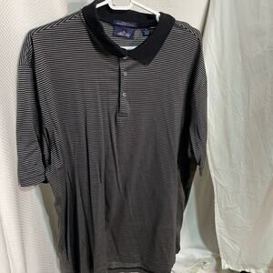 Allen Solly xl black grey striped polo golf style shirt euc like new 💯 cotton